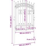  Vrata za ogradu KAMPEN s kopljem na vrhu crna 103x125 cm čelična | shoptok.hr