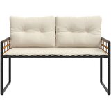  Drvena klupska klupa s jastukom Krema 114 x 55 x 77 cm | Eponuda.com