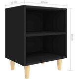  Noćni ormarić s nogama od masivnog drva crni 40 x 30 x 50 cm | Eponuda.com
