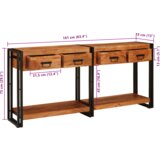 vidaXL Konzolna miza 2 2 pcs Rjava 160 x 33 x 75 cm Trden akacijev les | Shoptok.si