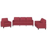 3-dijelni set sofa s jastucima boja vina od umjetne kože | shoptok.hr