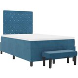 Box Postelja z vzmetnico z vzmetnico Temno modra 120 x 190 cm Žamet, (5000127242) | Shoptok.si