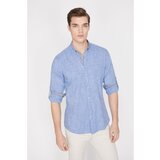 Koton Men's Blue Classic Collar Long Sleeve Shirt Cene