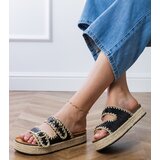 D/CEO Black Glitter Espadrille Sandals with Buckles Induri | ePonuda.com