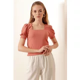 Bigdart 0409 Square Collar Knitted Blouse - Dried Rose