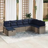  Vrtna sedežna garnitura z blazino 8 pcs Siva in mornarsko modra, (5000135153) | Shoptok.si