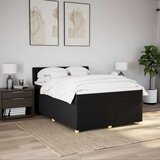 vidaXL Box spring postelja z vzmetnico črna 140x200 cm blago | Shoptok.si