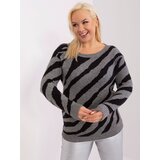 Fashion Hunters Grey women's oversized sweater with animal print | Shoptok.si