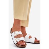 EVENTO Women's sandals with buckles made of eco leather white Iskira | Shoptok.si