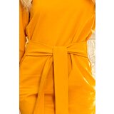 Numoco 209-8 Dress with a wide tied belt - mustard | shoptok.hr