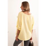 Kesi Włoski Women's linen-cotton short-sleeve blouse yellow | ePonuda.com
