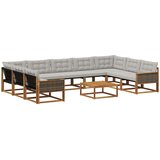  Set vanjskih sofa s jastukom 10 pcs Prirodna i svjetlosiva | Eponuda.com