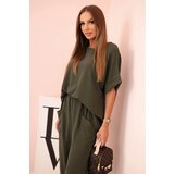Kesi Włoski Viscose blouse + pants set light khaki | shoptok.hr