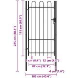  Vrata za ogradu BOXTEL jednokrilna vrata s lučnim vrhom čelik 1x1,75 m crna | shoptok.hr