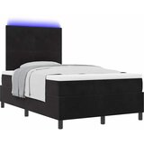  LED Box Spring Krevet s uzglavljem Crna 120 x 200 cm Baršun | shoptok.hr