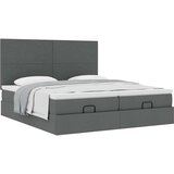 vidaXL Otomanski posteljni okvir z vzmetnicami siv 200x200 cm blago | Shoptok.si