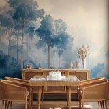 Foto tapeta - Landscape with Trees in Illustrative Style Fairy-Tale Blue Forest 400x280 Vodootporna | shoptok.hr