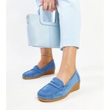 Gemre Blue Suede Wedge Loafers Sakena | Shoptok.si