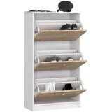 AKORD Omarica Za Čevlje, 3 Preklopna Vrata, Bela/Hrast Sonoma, (5000332854) | Shoptok.si