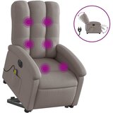  Električni masažni naslonjač na podizanje od tkanine smeđesivi | shoptok.hr