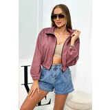 Kesi Suede sweatshirt with a zip dark pink | shoptok.hr