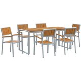  Set za blagovanje na otvorenom od 7 dijelova od čvrstog drva akacije i metala | shoptok.hr