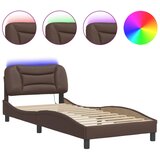 vidaXL Posteljni okvir z LED lučkami rjav 80x200 cm umetno usnje, (21094859) Cene