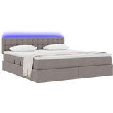  Krevet S LED lampica s pohranom Sivo-smeđa 160 x 200 cm tkanina | shoptok.hr