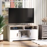 HOMCOM TV omarica s tremi odprtimi predali, dvema omaricama za shranjevanje in polico za televizor do 50 palcev, iz iverne plošče, 105x40x52 cm, bela in les, (20745607) Cene