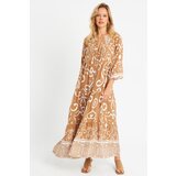 Cool & Sexy Women's Patterned Loose Maxi Dress Camel Q981 | Eponuda.ba