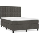  Box spring postelja z vzmetnico temno siva 140x200 cm žamet, (20791020) | Shoptok.si