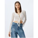 Koton Lace V Neck Ruffled Spanish Sleeve Crop Blouse | ePonuda.com
