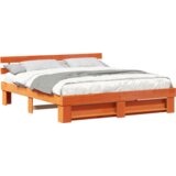  Konstrukcija postelje Rjava 200 x 200 cm Masivno borovo les, (5000127165) | Shoptok.si