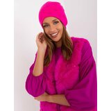 Fashion Hunters Dark pink winter hat with appliqués Cene