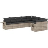 Maison Chic Seti vrtnega pohištva - Vrtna garnitura - Vrtni pohištvo set 9-delna z blazinami sv. siv poli ratan, (21804162) | Shoptok.si