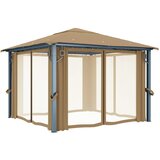 Paviljon z zaveso 300x300 cm taupe aluminij Cene