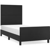 The Living Store Posteljni okvir z vzglavjem črn 80x200 cm umetno usnje - Posteljni Okvir Z Vzglavjem, (21531906) | Shoptok.si