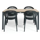 Bonami Selection vrtna jedilna garnitura za 4 osebe s črnimi stoli joanna in mizo thor, 147 x 90 cm | Shoptok.si