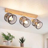 Nettlife Stropna svetilka s 3 žarnicami, videz črnega lesa - E14, 4 žarnice max 25 W, moderna za dnevno sobo, spalnico, kuhinjo., (22116960) Cene