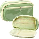  Školska pernica s dva pretinca i džepovima, prostrana, zelena, 22 cm | shoptok.hr