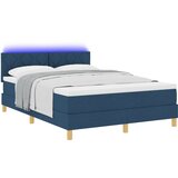 vidaXL Postelja s podnožjem z vzmetnico in LED Modra 140x200 cm Tkanina, (22084074) | Shoptok.si