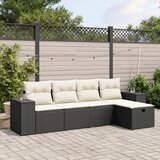 Maison Chic Seti vrtnega pohištva - Vrtna garnitura - Vrtni pohištvo set 5-delna z blazinami črn poli ratan, (21819056) | Shoptok.si