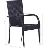 5-dijelni vrtni blagovaonski set od poliratana crni | shoptok.hr