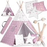 Janshop Teepee šator za djecu s svjetlima -bijelo rozi Cijene