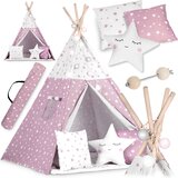 Janshop Tipi šotor za otroke z lučmi nukido - roza v zvezdah, (21389261) | Shoptok.si