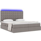  LED krevet za pohranu s madracem Sivosmeđa 200 x 200 cm Tkanina | shoptok.hr