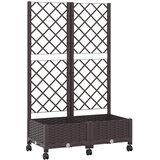  Vrtni saksija s rešetkom i kotačima Smeđa 80 x 40 x 131,5 cm PP | shoptok.hr