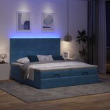 vidaXL Otomanski posteljni okvir z vzmetnicami moder 180x200cm žamet Cene
