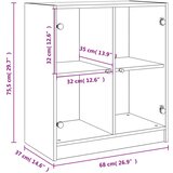 vidaXL Bočni ormarić sa staklenim vratima boja hrasta 68x37x75 5 cm | shoptok.hr