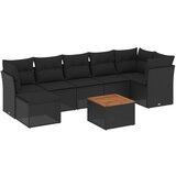 Maison Chic Seti vrtnega pohištva - Vrtna garnitura - Vrtni pohištvo set 8-delna z blazinami črn poli ratan, (21798935) | Shoptok.si
